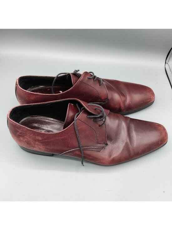 Prada Milano Made in Italy Burgundy Leather Round-Toe Derby Shoes (Mens 10.5) main image 7